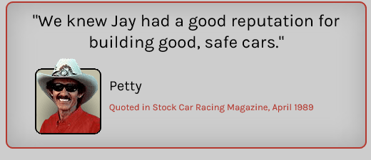 A quote from petty in the stock car racing magazine.